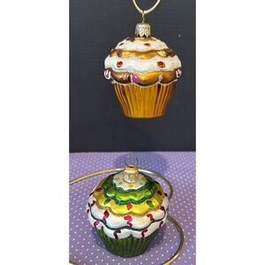 Cupcakes 2 Colorful Glass Christmas Holiday Ornaments‎ Poland